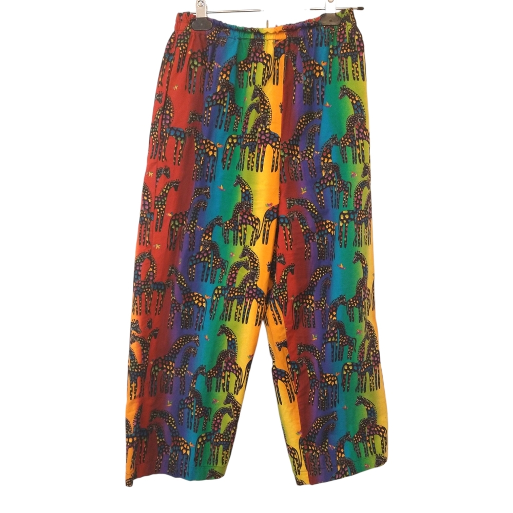 Alfredo's Wife Multicolor Giraffe Print Crop Pants. Medium